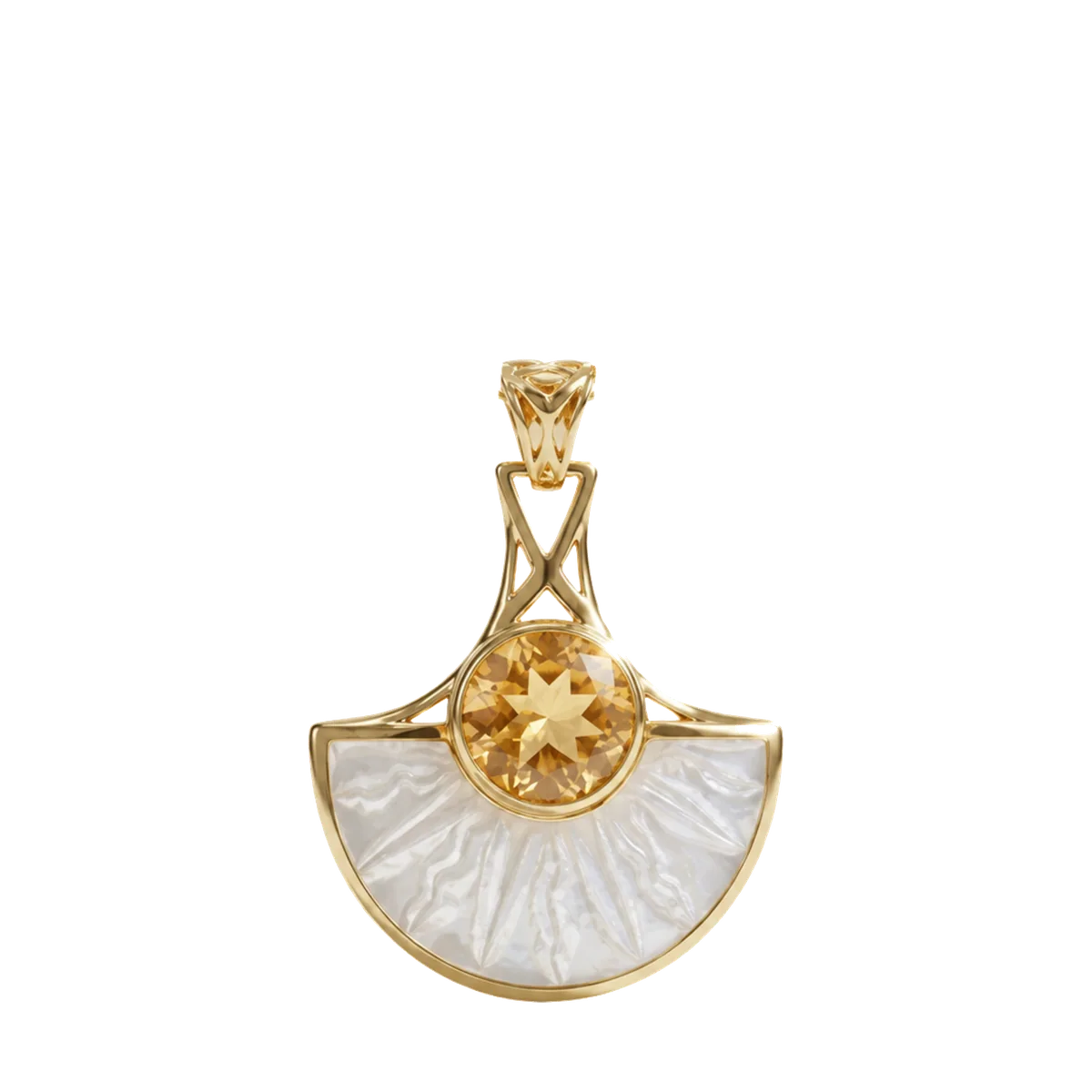Fan, Mother of pearl with citrine — Fan Radiance